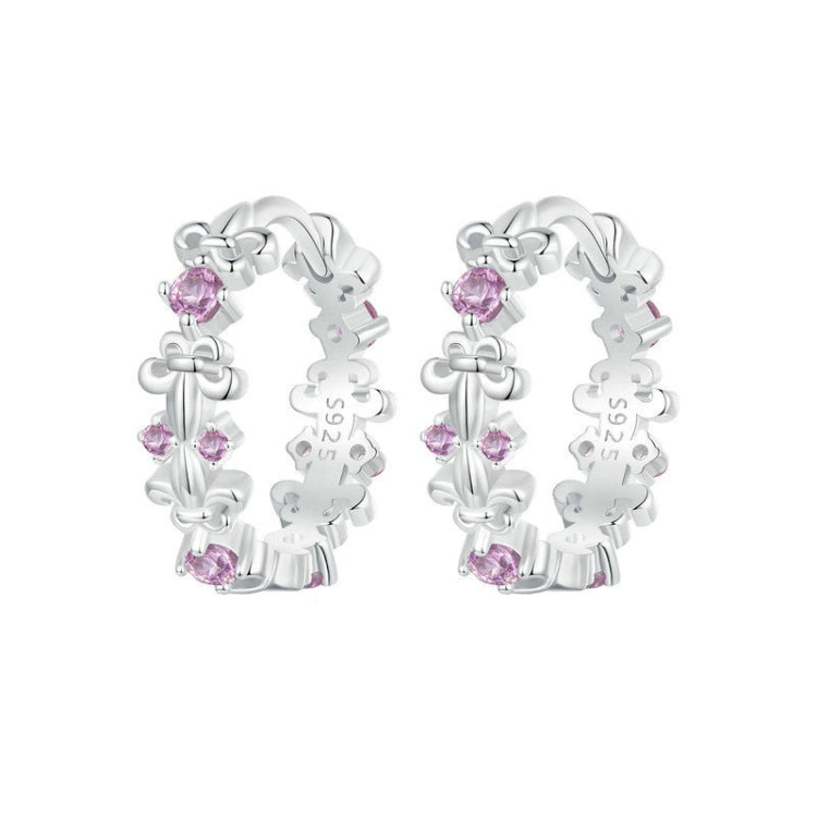 S925 Sterling Silver Platinum-plated Iris Earrings - BSE1046
