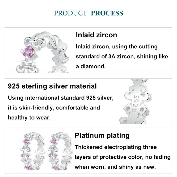 S925 Sterling Silver Platinum-plated Iris Earrings - BSE1046