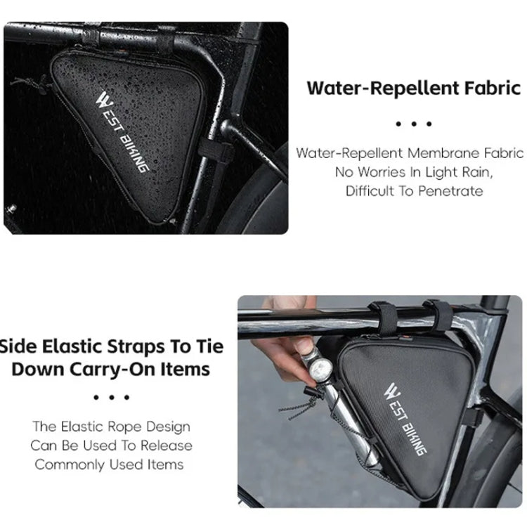 WEST BIKING Bicycle Crossbar Triangle Bag Cycling Equipment Tool Bag - Black