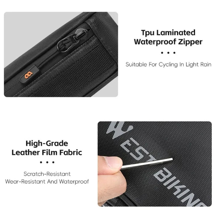 WEST BIKING Bicycle Crossbar Triangle Bag Cycling Equipment Tool Bag - Black