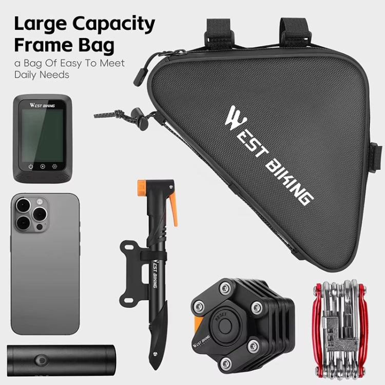 WEST BIKING Bicycle Crossbar Triangle Bag Cycling Equipment Tool Bag - Black