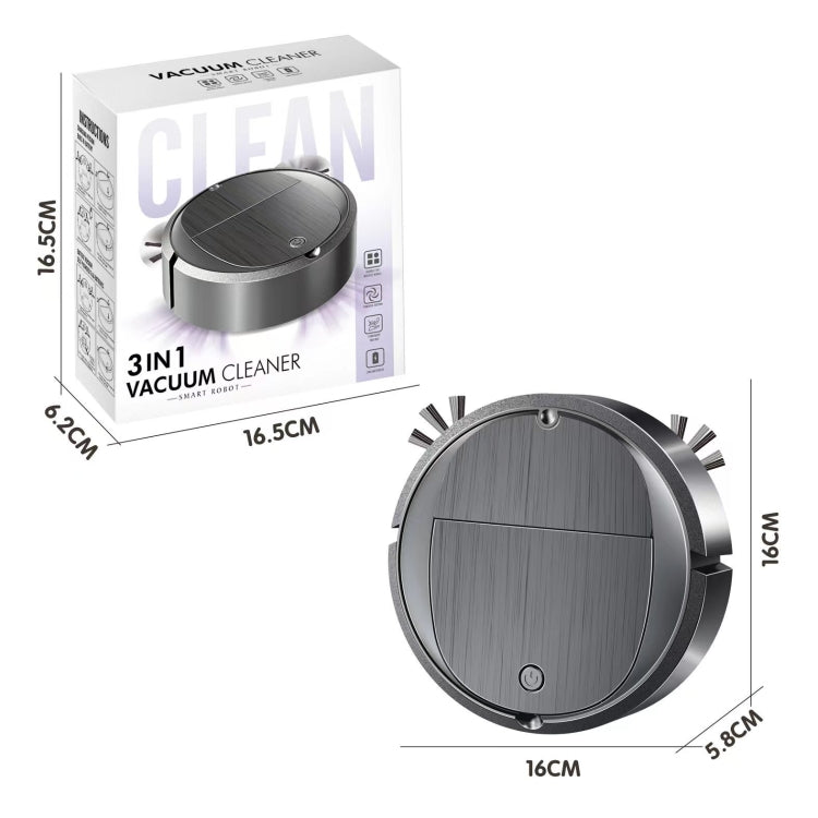 Intelligent Sweeper Robot Home Automatic 3 In 1 Integrated Cleaning Machine Vacuum Cleaner, Style: Rechargeable Black