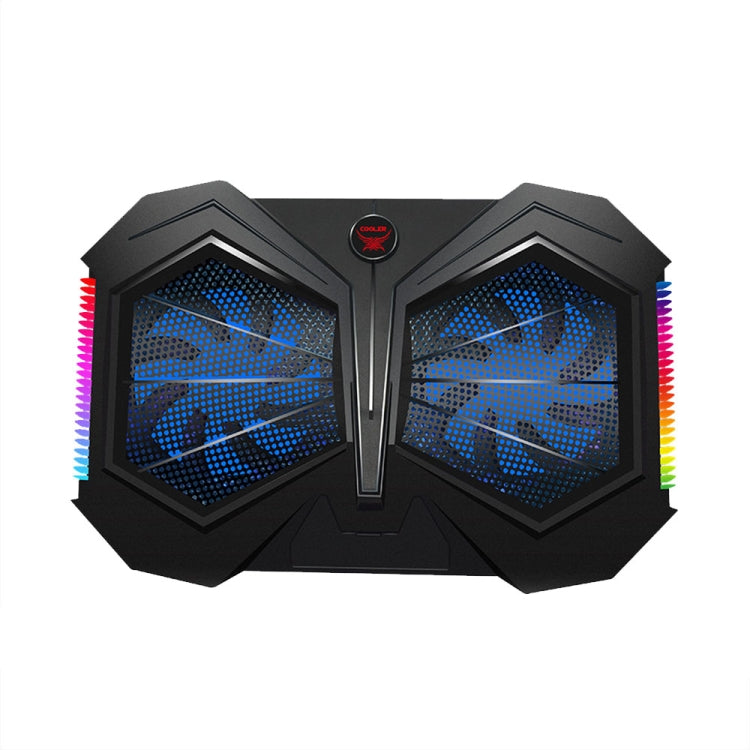 YL-017 2-Fans RGB Lighting Effect Silent Adjustable Speed Laptop Cooling Stand - Black