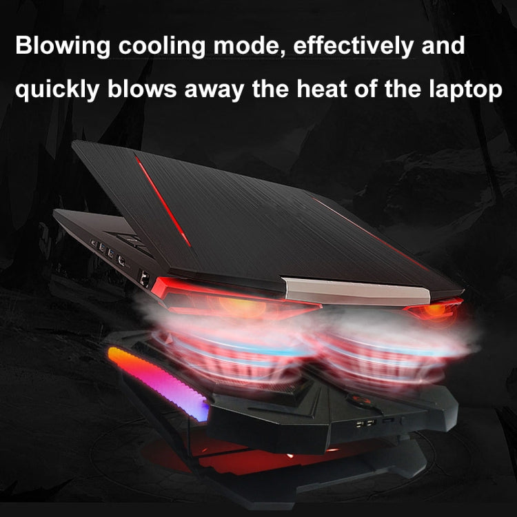 YL-017 2-Fans RGB Lighting Effect Silent Adjustable Speed Laptop Cooling Stand - Black