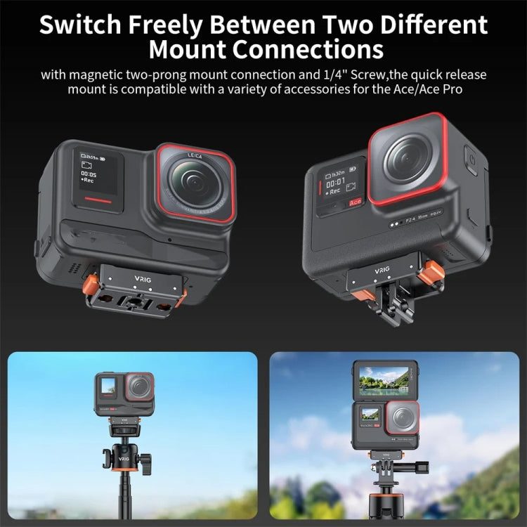 VRIG Magnetic Quick Release Adapter for Action Camera , Spec: Base+Top Cover Kit