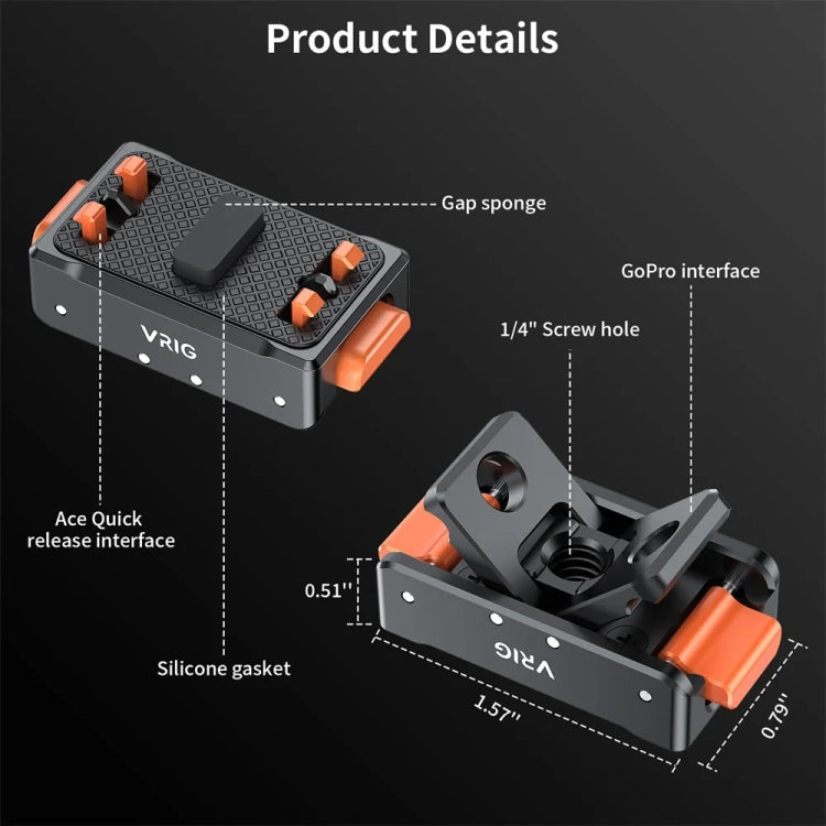 VRIG Magnetic Quick Release Adapter for Action Camera , Spec: Base+Top Cover Kit