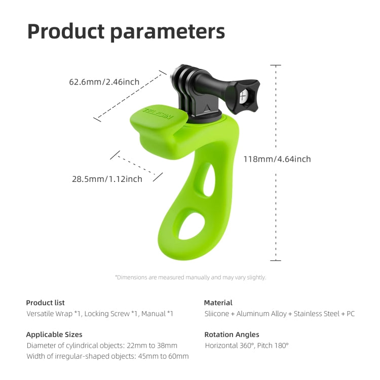 TELESIN Action Camera Mount Silicone Adjustable Mini Flexible Bracket For GoPro HERO / Insta360 / DJI Action Camera