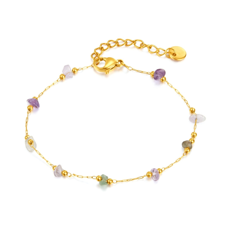 OPK 1389 Colorful Natural Stone Accessories Titanium Bracelet - Gold