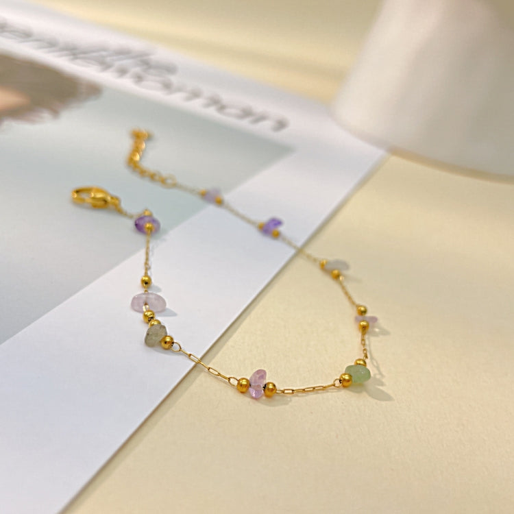 OPK 1389 Colorful Natural Stone Accessories Titanium Bracelet - Gold