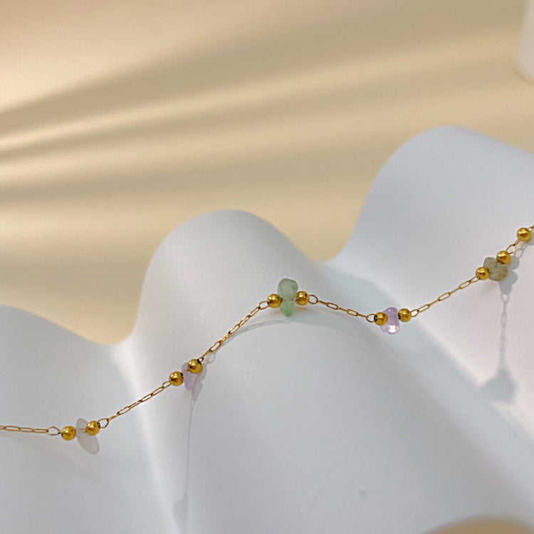 OPK 1389 Colorful Natural Stone Accessories Titanium Bracelet - Gold