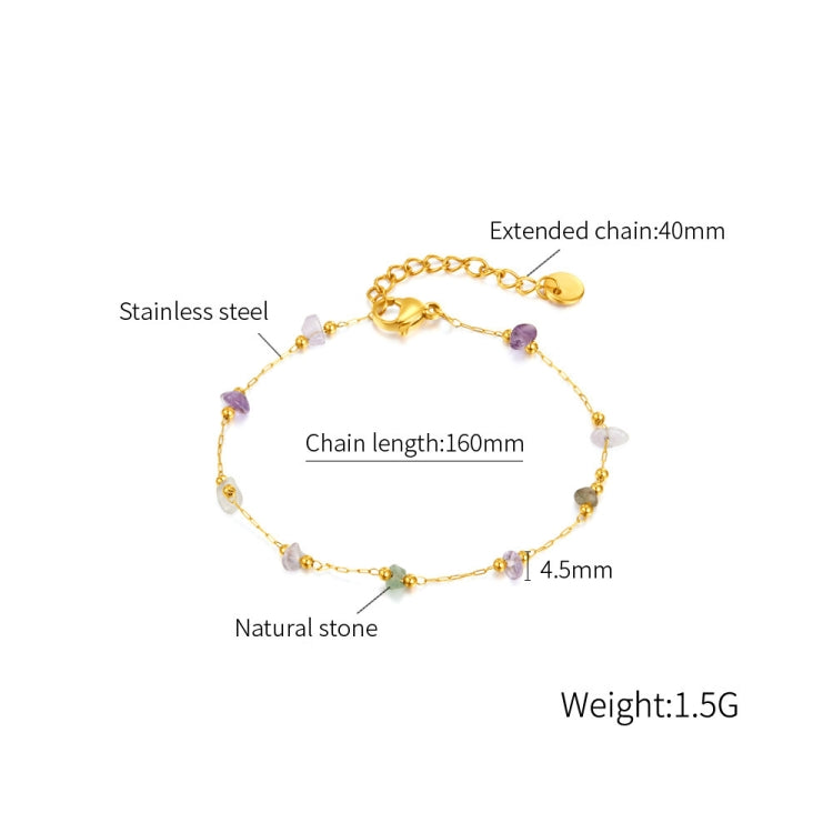 OPK 1389 Colorful Natural Stone Accessories Titanium Bracelet - Gold