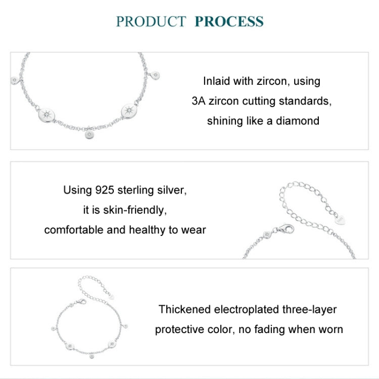 S925 Sterling Silver Platinum-plated Sun Bracelet - BSB182