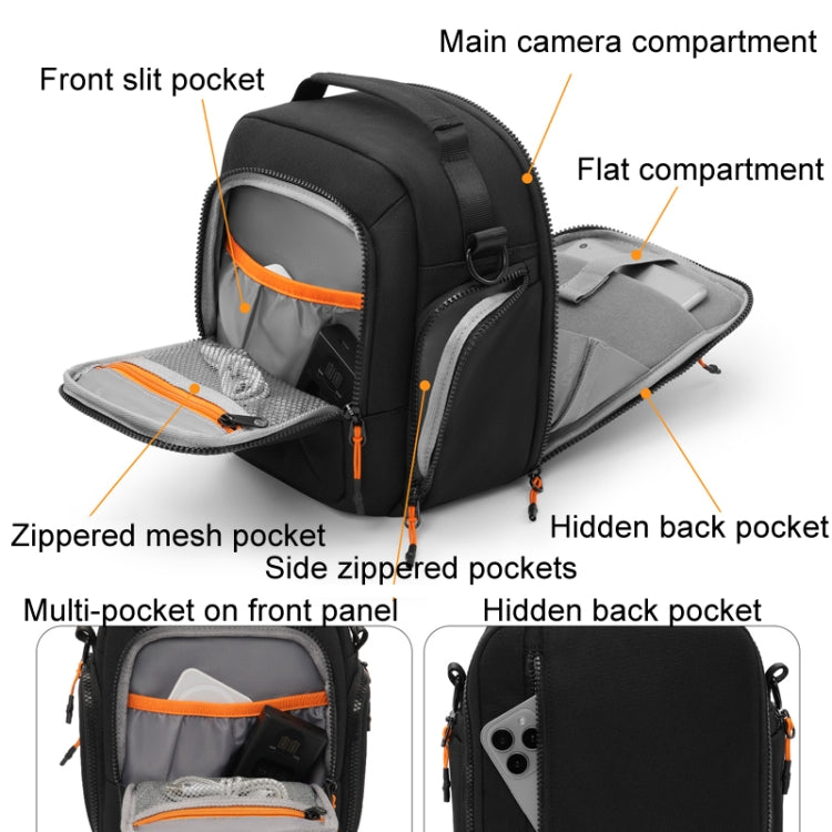 Cwatcun D140 Shoulder Crossbody Camera Storage Bag Shockproof Dropproof Leisure Outdoor Small Bag, Color: Large Black