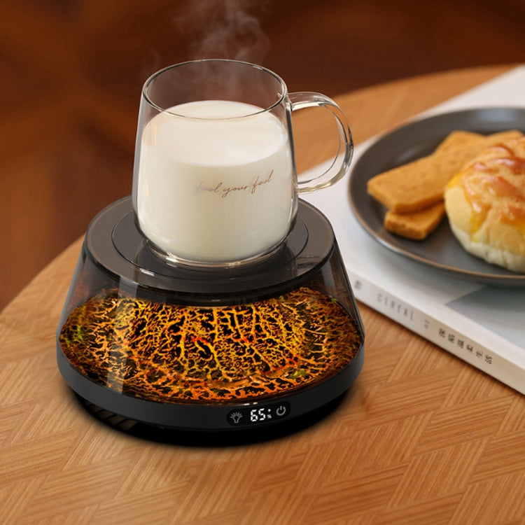 Simulation Volcano Heating Cup Mat 50-80 degrees Celsius Temperature Adjust with Atmosphere Light,US Plug