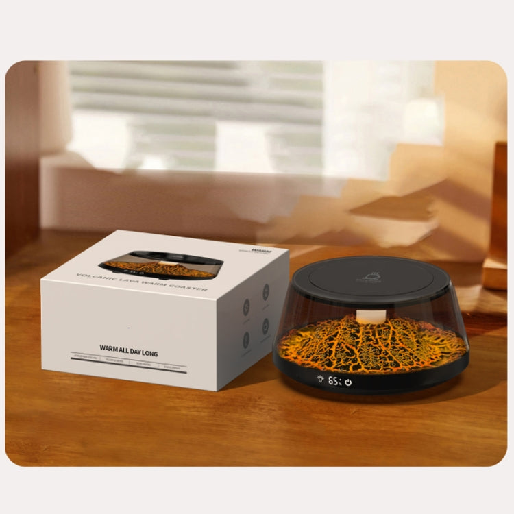 Simulation Volcano Heating Cup Mat 50-80 degrees Celsius Temperature Adjust with Atmosphere Light,US Plug