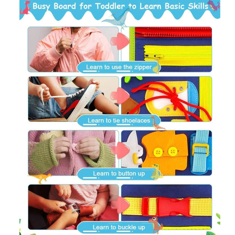 Felt Montessori Toddler Dressing Tying Shoes Early Learning Board Children Puzzle DIY Busy Board - Blue