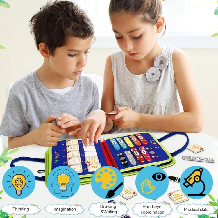 Felt Montessori Toddler Dressing Tying Shoes Early Learning Board Children Puzzle DIY Busy Board - Blue