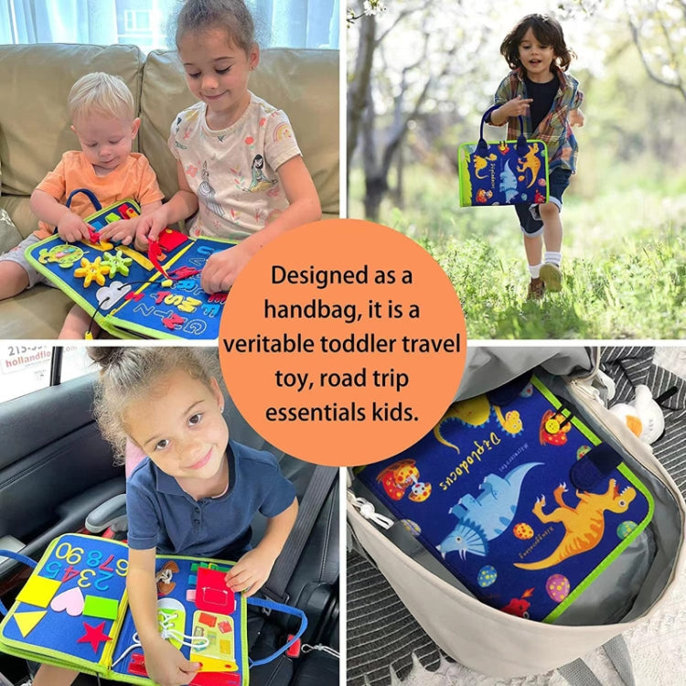 Felt Montessori Toddler Dressing Tying Shoes Early Learning Board Children Puzzle DIY Busy Board - Blue
