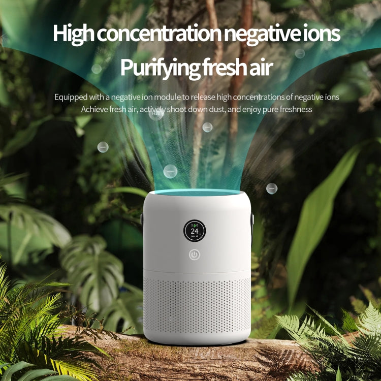 HX830 Smart Digital Display UV Ultraviolet Sterilization Desktop Negative Ion Air Purifier - White