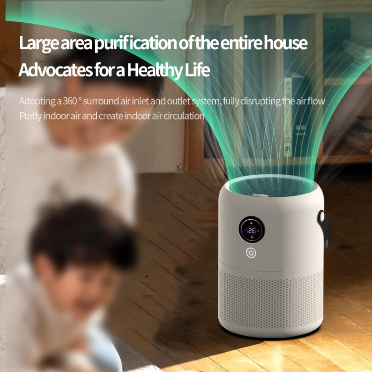 HX830 Smart Digital Display UV Ultraviolet Sterilization Desktop Negative Ion Air Purifier - White