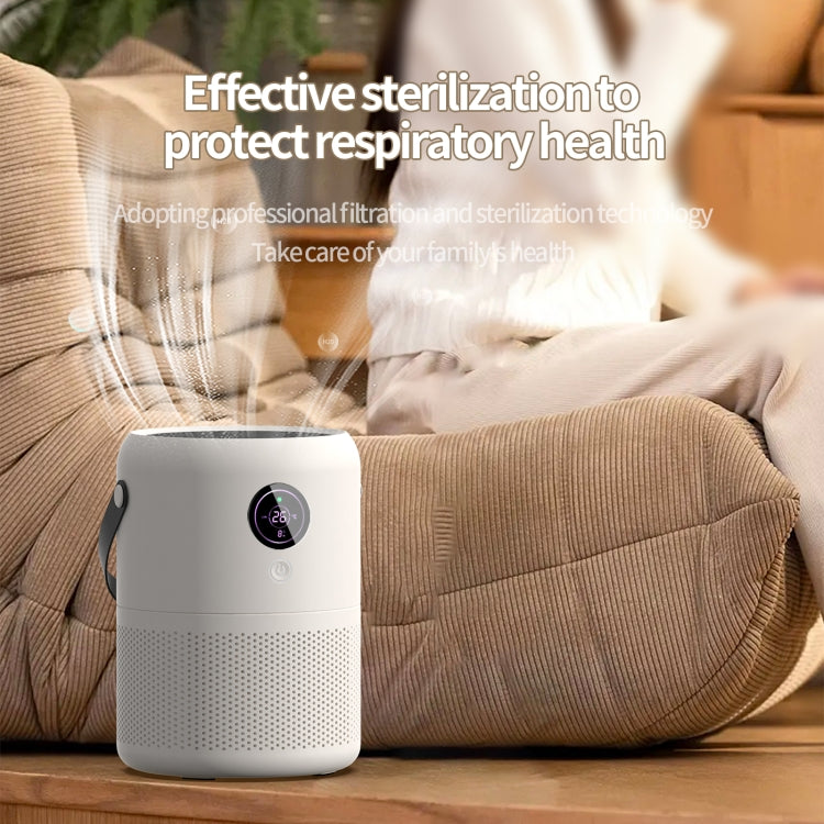 HX830 Smart Digital Display UV Ultraviolet Sterilization Desktop Negative Ion Air Purifier - White