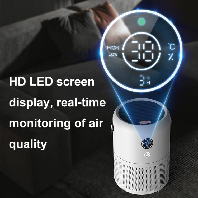 HX830 Smart Digital Display UV Ultraviolet Sterilization Desktop Negative Ion Air Purifier - White
