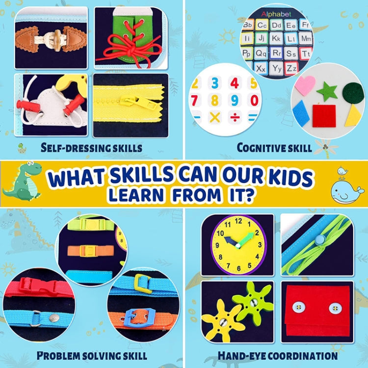 Toddler Montessori Busy Board DIY Children Sensory Early Learning Educational Toy - 3 Pages