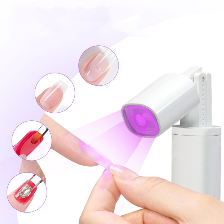 UV LED Nail Lamp Portable Retractable Nail Drying Light Mini Handheld Nail Dryer Lamp With Bracket - White