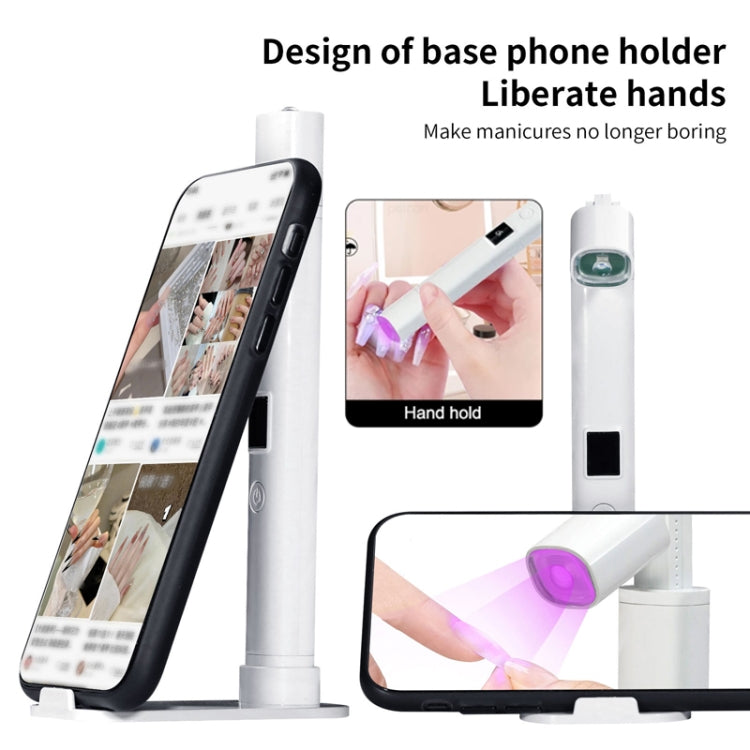 UV LED Nail Lamp Portable Retractable Nail Drying Light Mini Handheld Nail Dryer Lamp With Bracket - White