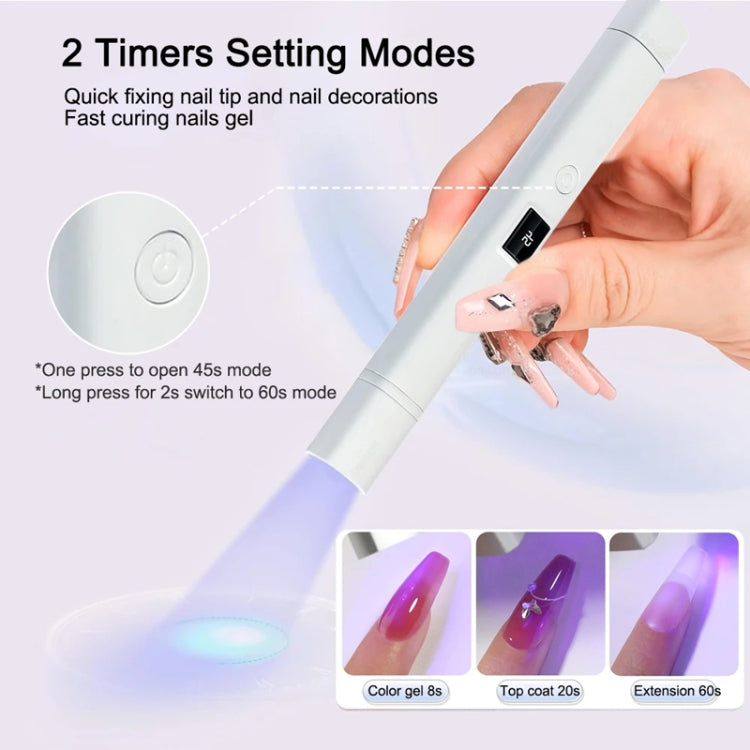 UV LED Nail Lamp Portable Retractable Nail Drying Light Mini Handheld Nail Dryer Lamp With Bracket - White