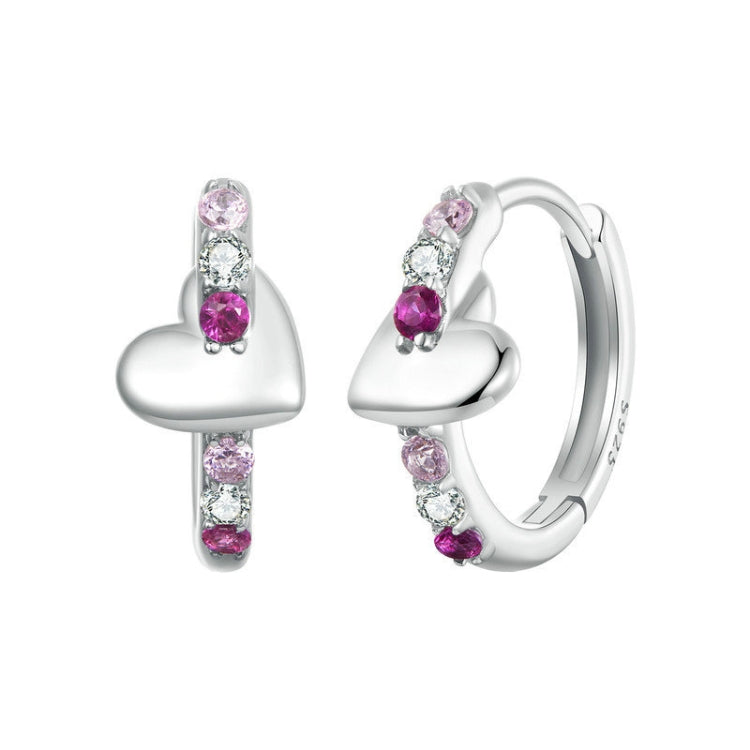 S925 Sterling Silver Platinum-plated Colorful Heart-shaped Earrings - BSE1049