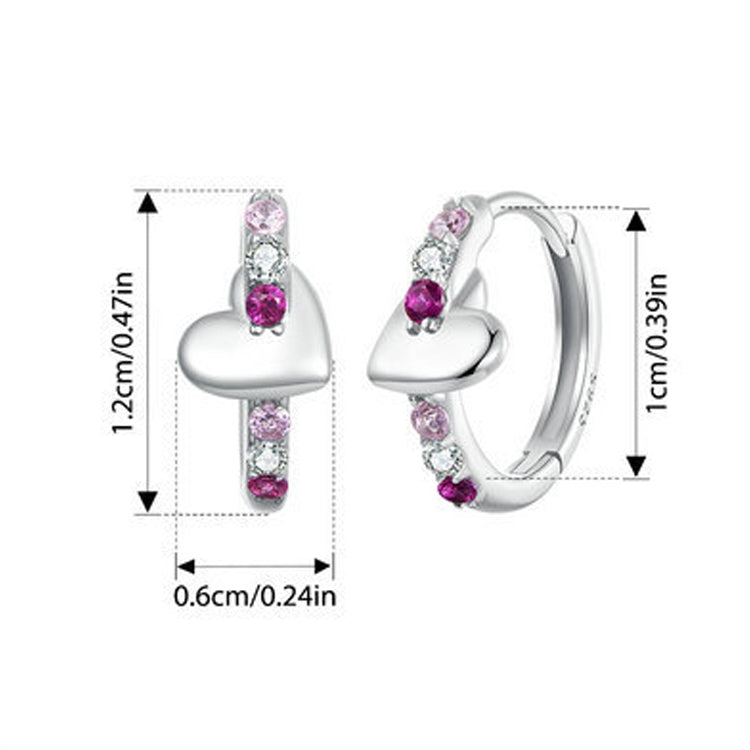 S925 Sterling Silver Platinum-plated Colorful Heart-shaped Earrings - BSE1049