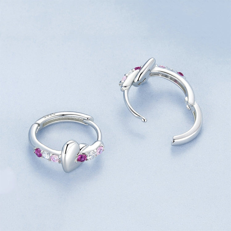 S925 Sterling Silver Platinum-plated Colorful Heart-shaped Earrings - BSE1049