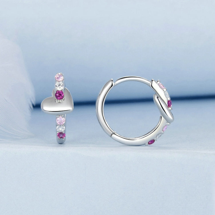 S925 Sterling Silver Platinum-plated Colorful Heart-shaped Earrings - BSE1049