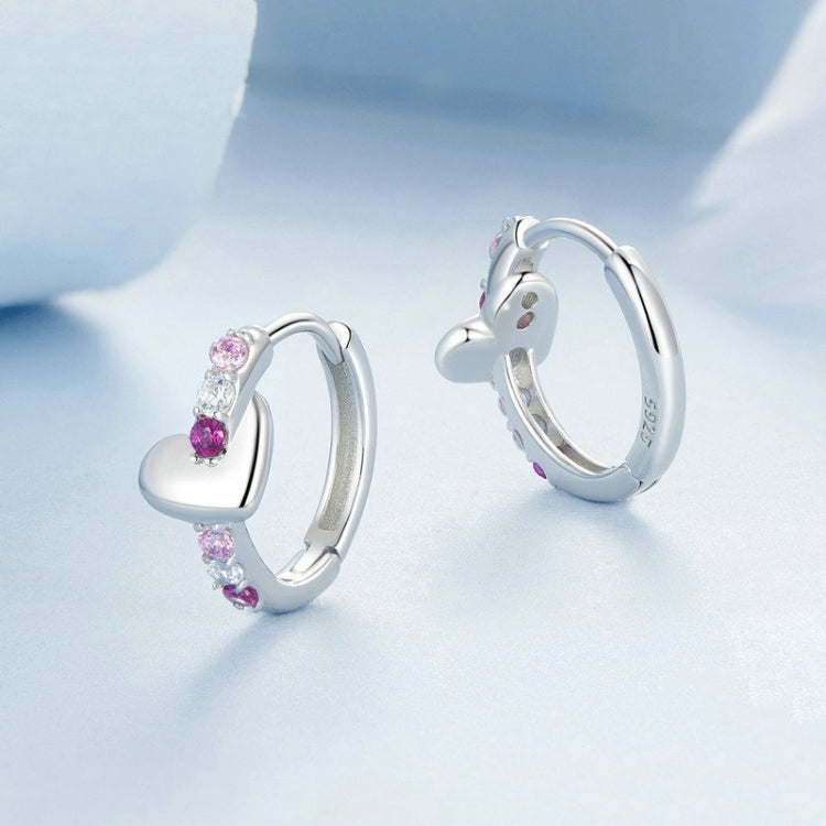 S925 Sterling Silver Platinum-plated Colorful Heart-shaped Earrings - BSE1049