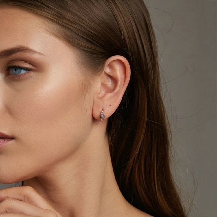 S925 Sterling Silver Platinum-plated Colorful Heart-shaped Earrings - BSE1049