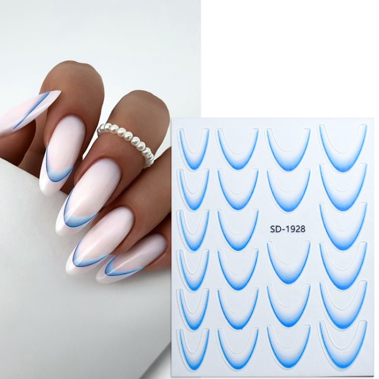 SD-1928 Line Nail Art Stickers Self-Adhesive Gradient Color French Manicure Stickers DIY Nail Tips Decals