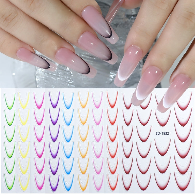 SD-1923 Line Nail Art Stickers Self-Adhesive Gradient Color French Manicure Stickers DIY Nail Tips Decals