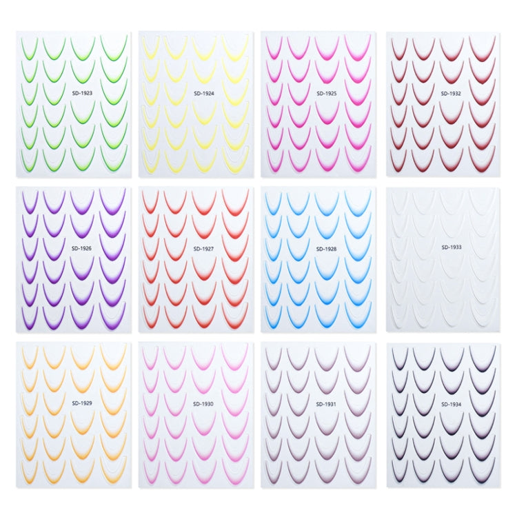 SD-1931 Line Nail Art Stickers Self-Adhesive Gradient Color French Manicure Stickers DIY Nail Tips Decals