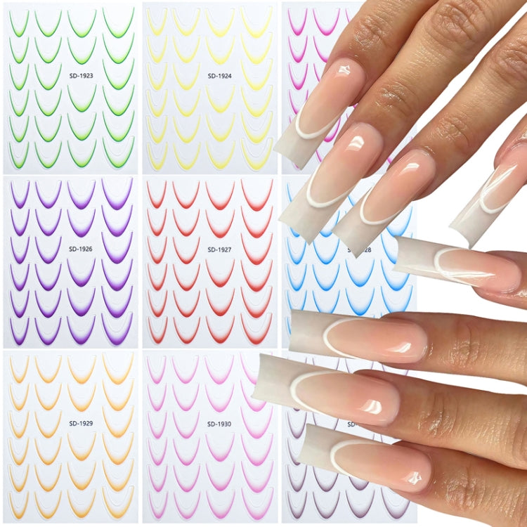 SD-1931 Line Nail Art Stickers Self-Adhesive Gradient Color French Manicure Stickers DIY Nail Tips Decals