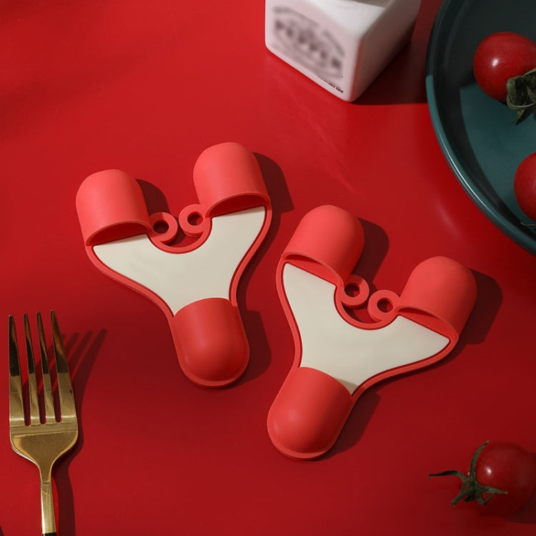2pcs /Pack Silicone 3-Finger Anti-Scalding Clip Heat Resistant Gloves Bowl Dish Lifter - Red