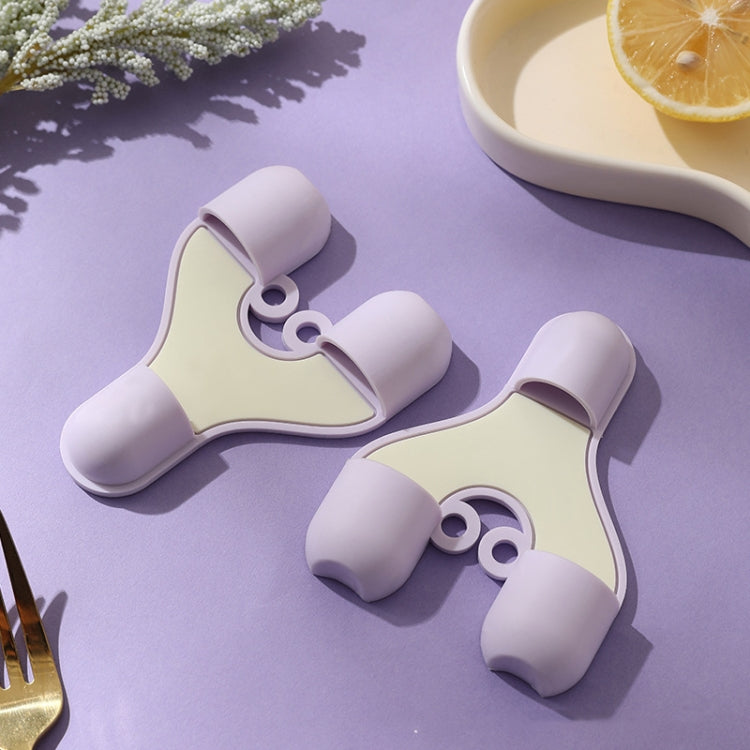 2pcs /Pack Silicone 3-Finger Anti-Scalding Clip Heat Resistant Gloves Bowl Dish Lifter - Purple