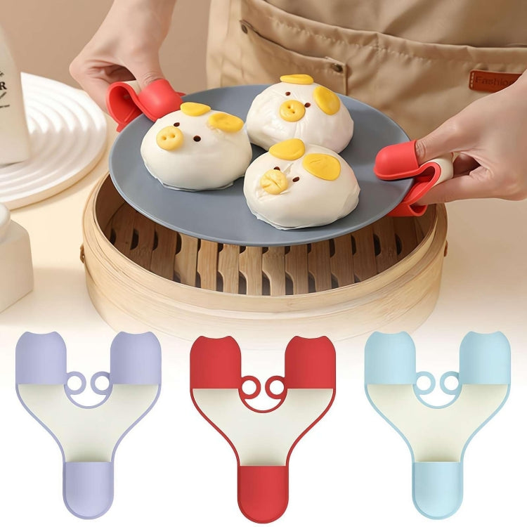 2pcs /Pack Silicone 3-Finger Anti-Scalding Clip Heat Resistant Gloves Bowl Dish Lifter - Purple