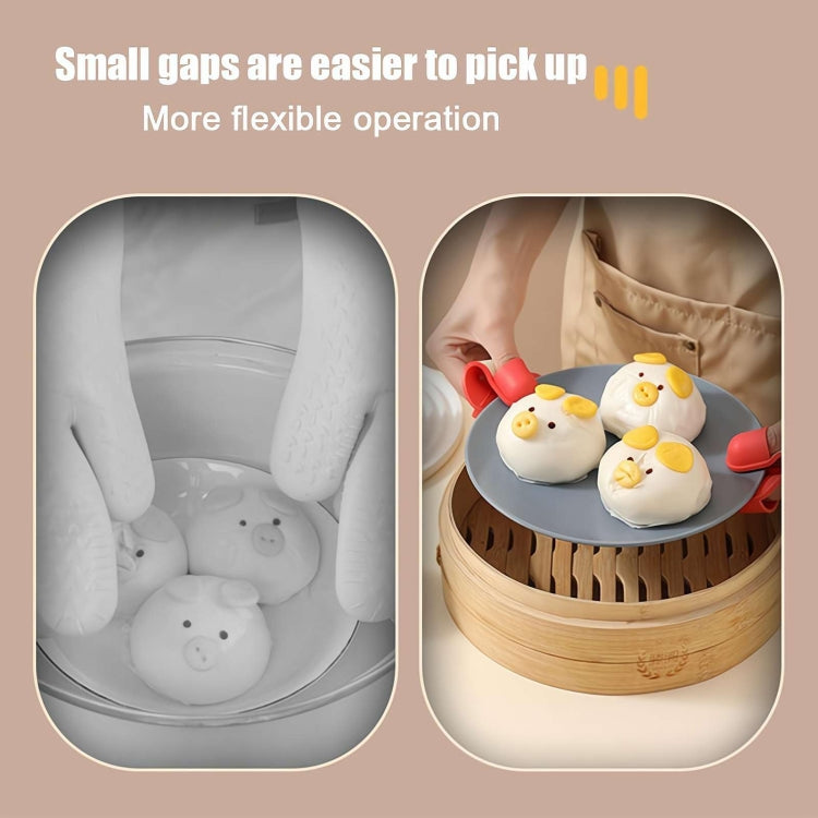 2pcs /Pack Silicone 3-Finger Anti-Scalding Clip Heat Resistant Gloves Bowl Dish Lifter - Blue