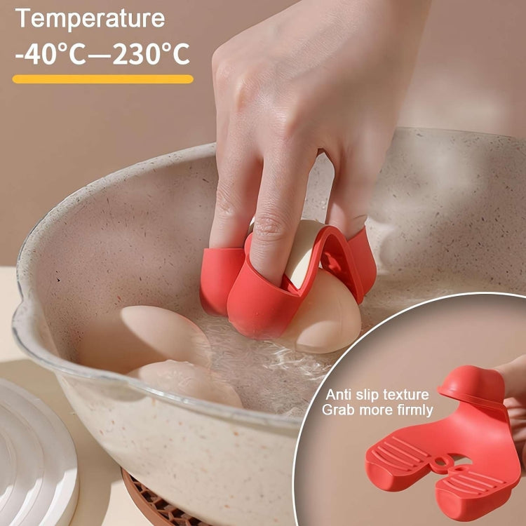 2pcs /Pack Silicone 3-Finger Anti-Scalding Clip Heat Resistant Gloves Bowl Dish Lifter - Red
