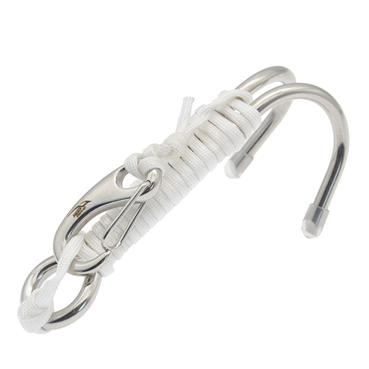 Diving Double-headed Stainless Steel Flow Hook With Safety Rope, Color: White