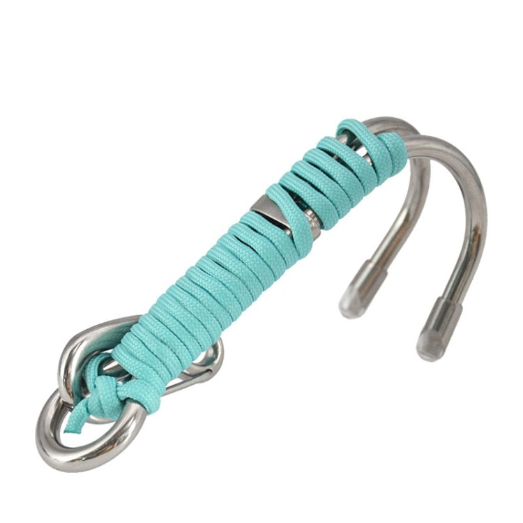Diving Double-headed Stainless Steel Flow Hook With Safety Rope, Color: Sky Blue Luminous