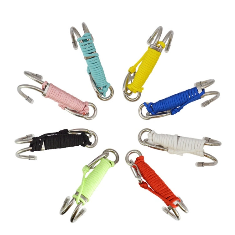 Diving Double-headed Stainless Steel Flow Hook With Safety Rope, Color: White