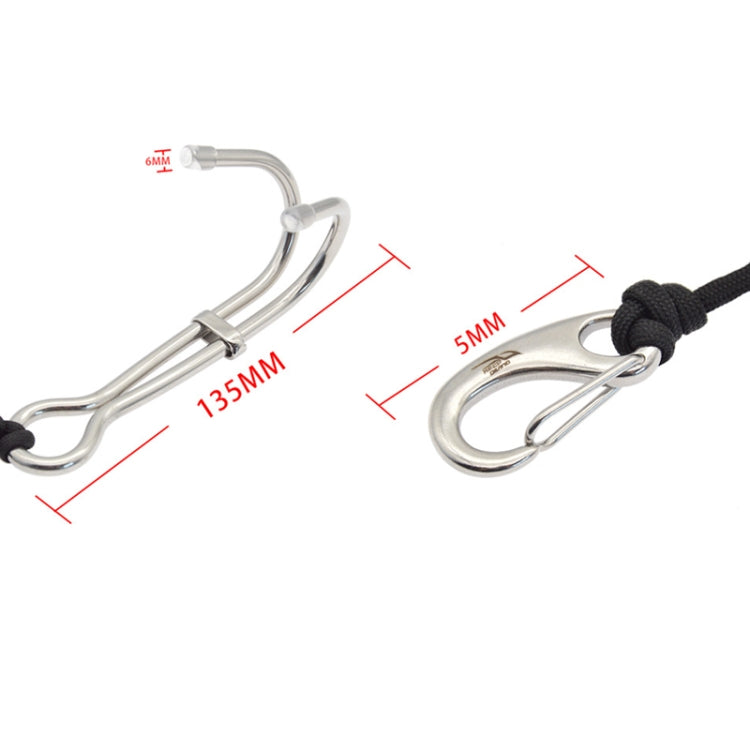 Diving Double-headed Stainless Steel Flow Hook With Safety Rope, Color: Blue