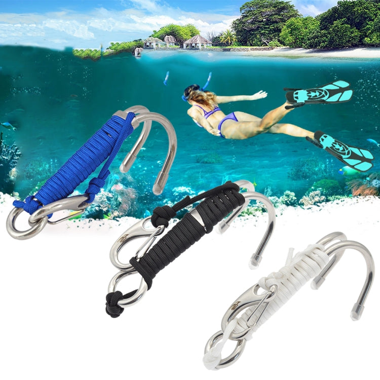 Diving Double-headed Stainless Steel Flow Hook With Safety Rope, Color: Blue